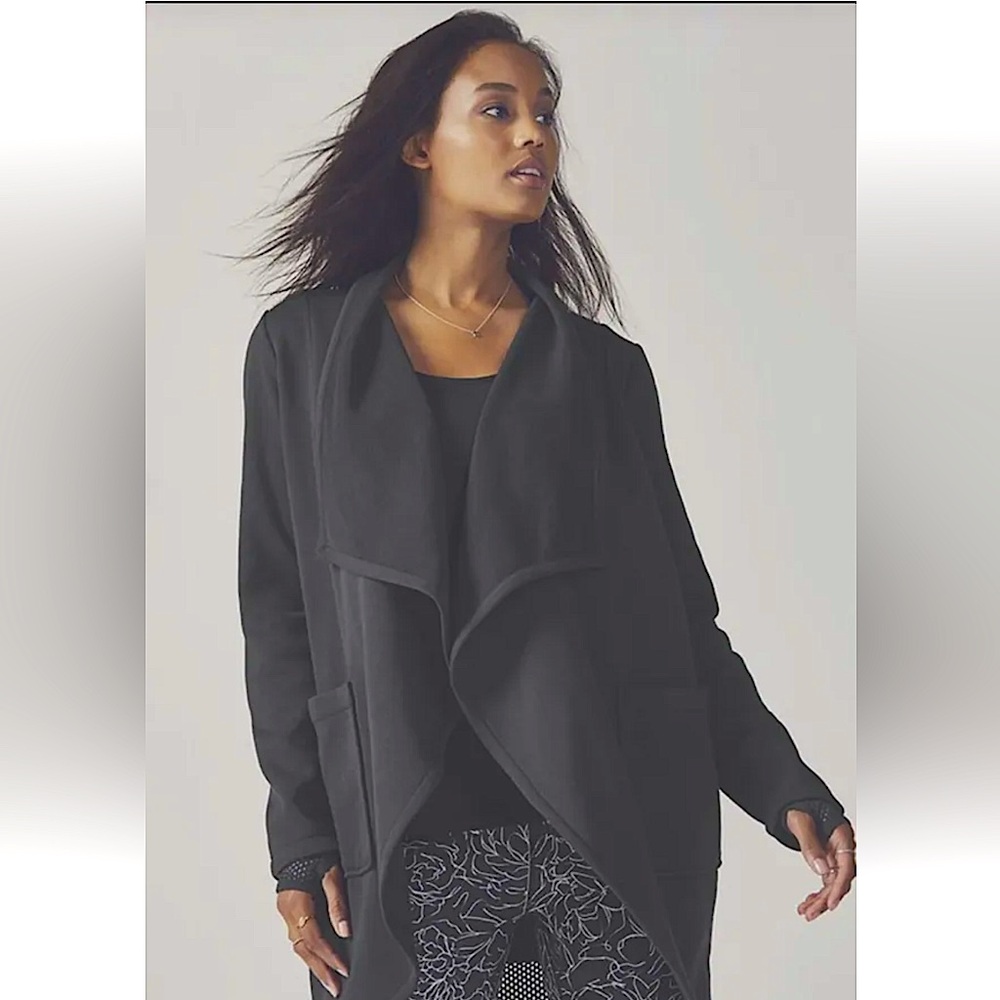 Fabletics Black Eugina Oversized Open Front Jacket - image 1
